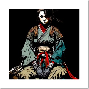 Samurai No. 1: Do Nothing that is of No Use - Miyamoto Musashi on a Dark Background Posters and Art